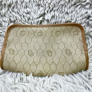 Dior Honeycomb vintage makeup bag Beige PVC Leather Woman